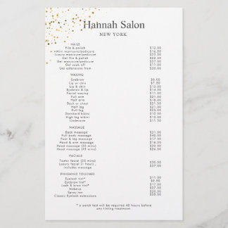 Beauty Salon guld glitter Glitter Flygblad