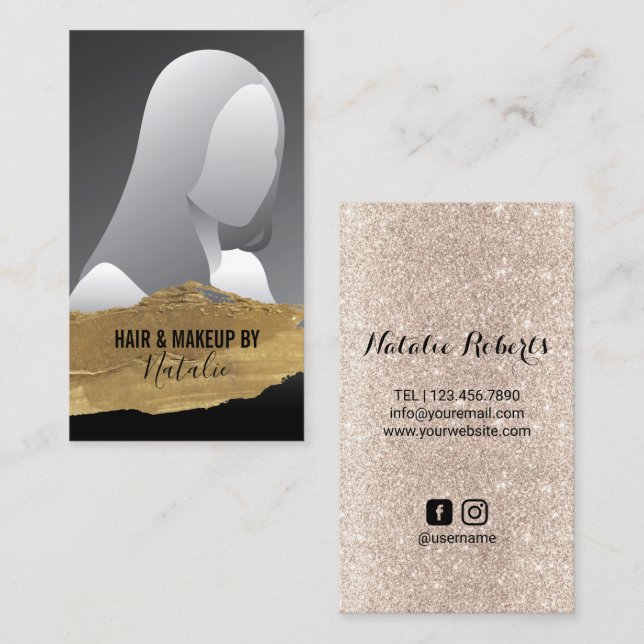 Beauty Salon Guld Lipstick Stain lägg till ditt fo Visitkort (Fram/baksida)