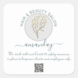 Beauty Salon Hair Reopen Logotyp Hair QR CODE Whit Fyrkantigt Klistermärke