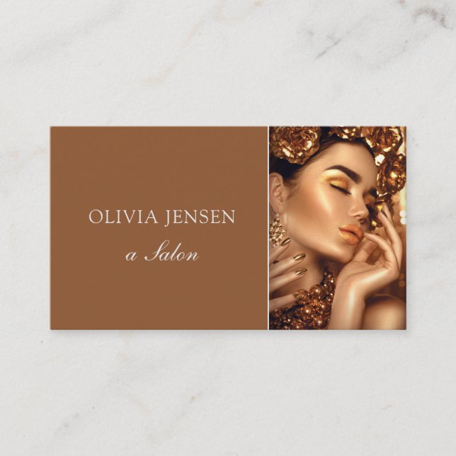 Beauty Salon Hair Stylist Brushed Black + Guld Visitkort (Framsida)