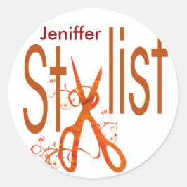 Beauty Salon Hair Stylist Sissors N Blommar Runt Klistermärke