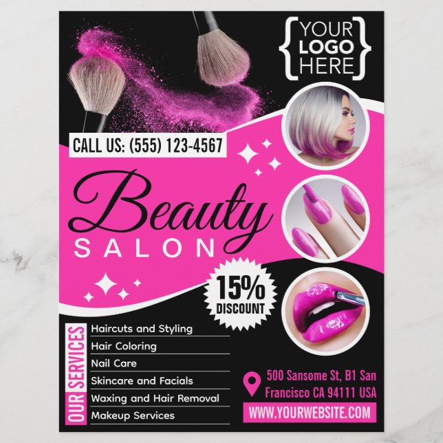 Beauty Salon/Hairdresser/Hårsalon Reklamblad (Framsidan)
