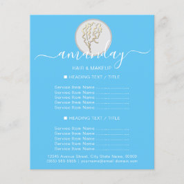Beauty Salon Hairdresser Logotyp Guld Blue Flygblad