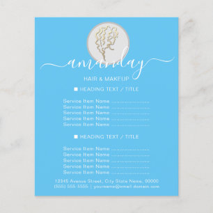 Beauty Salon Hairdresser Logotyp Guld Blue Flygblad