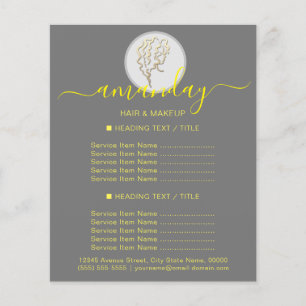 Beauty Salon Hairdresser Logotyp Guld Grått Gult Flygblad