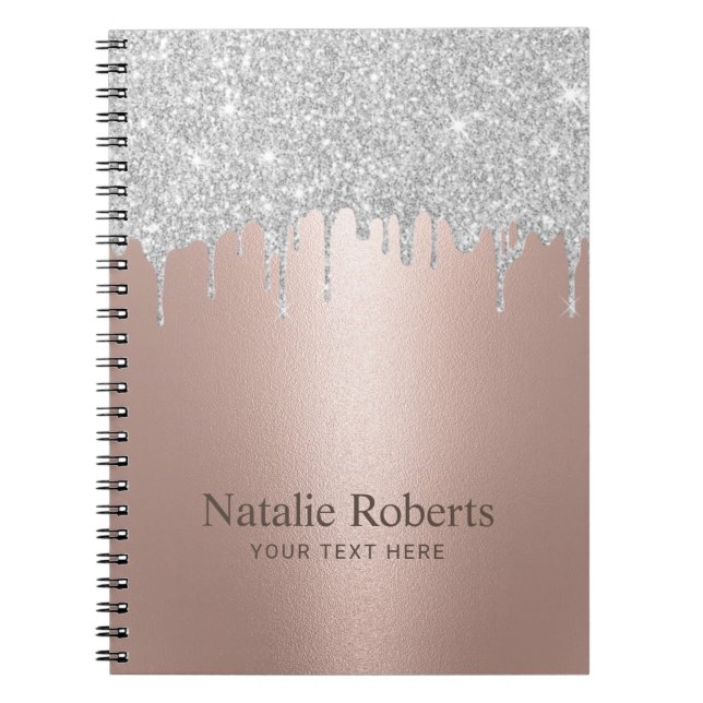 Beauty Salon i Modern Ro Guld Silver Glitter Anteckningsbok (Framsidan)