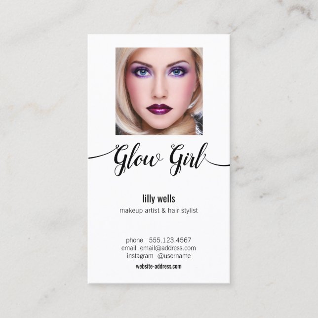 Beauty Salon Image Foto Calligraphy Typography Visitkort (Framsida)