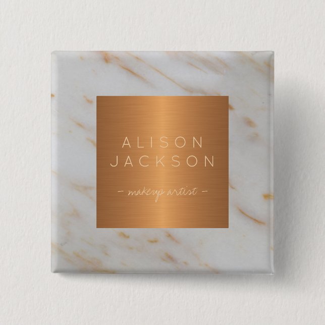 Beauty salon, kopparmetalliska grått-marmor för me knapp (Framsida)