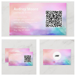 Beauty Salon Lash Brows Logotyp QR-kod Visitkort