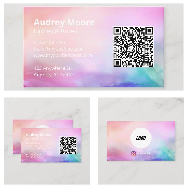 Beauty Salon Lash Brows Logotyp QR-kod Visitkort (Beauty Salon Lashes Brows Logo QR Code Business Card
)