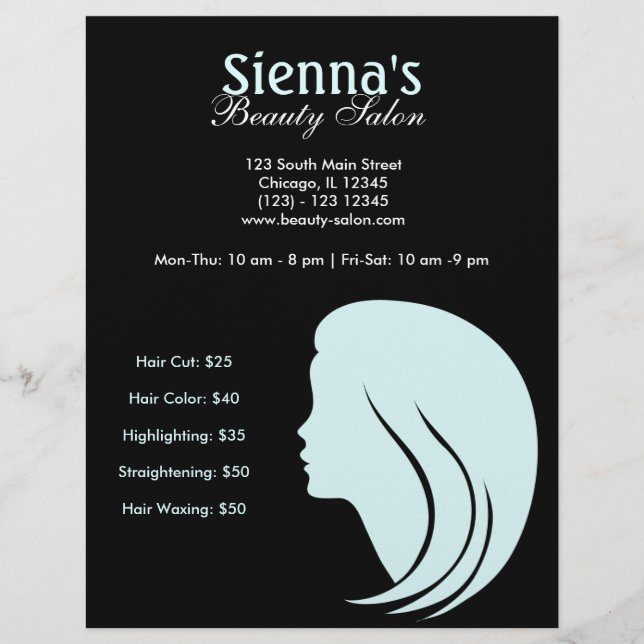 Beauty Salon (Light Cyan) Reklamblad (Framsidan)