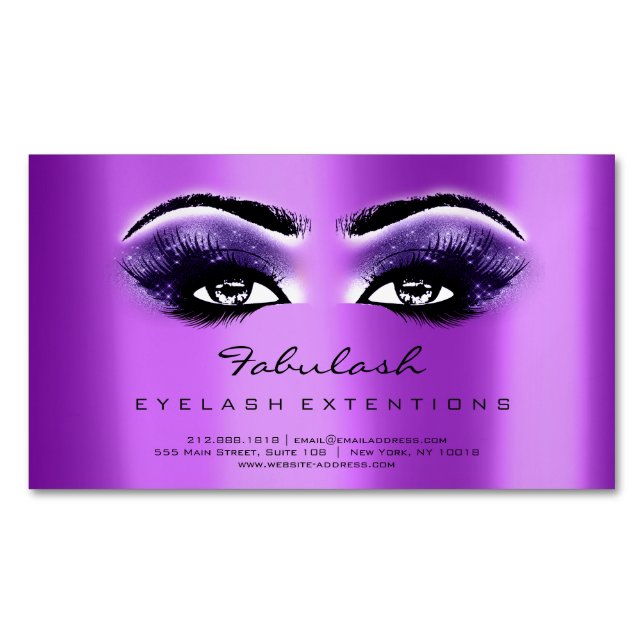 Beauty Salon Lila OSA Adress Makeup Lash Magnetiska Visitkort (Framsida)