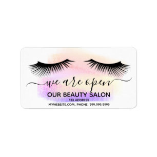 Beauty Salon lila rosa vita piskor Adressetikett