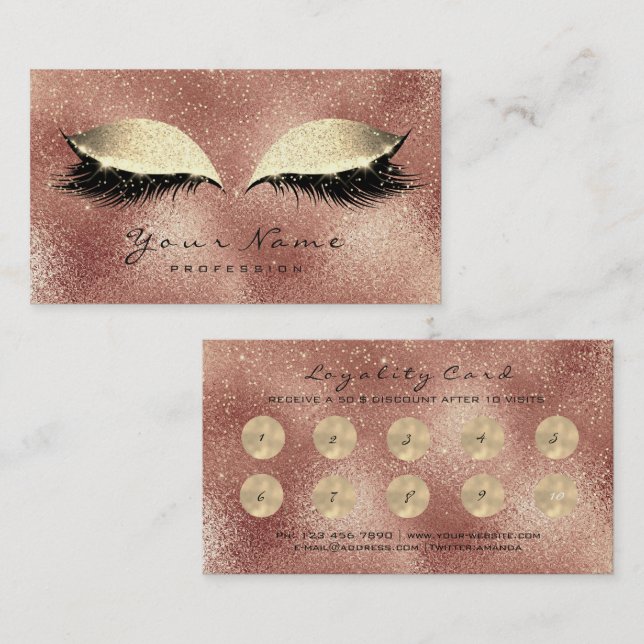 Beauty Salon Loyalty Card Makeup-aska 10 Ro Lojalitetskort (Fram/baksida)