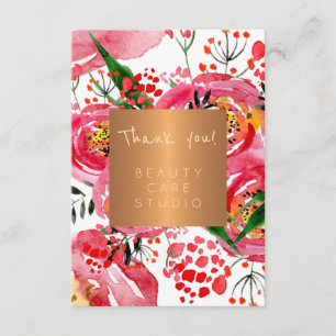 Beauty salon, metalliska peonier av koppar tack kort