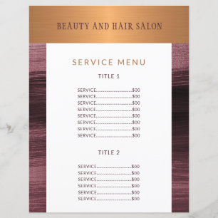 Beauty Salon modern Service Menu-reklamflygare