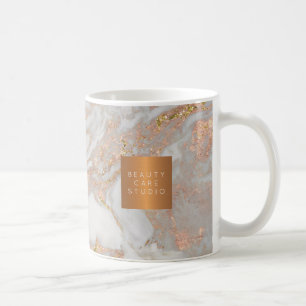 Beauty salon namn, marble monogram av kopparmarmor kaffemugg