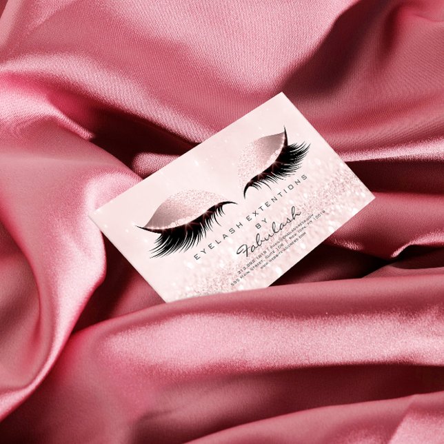 Beauty Salon Pastel Glitter Adress Makeup Rosa Magnetiska Visitkort (Skapare uppladdad)