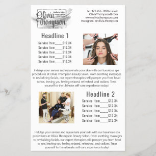 Beauty Salon Pearl Silver Calendar Flygblad