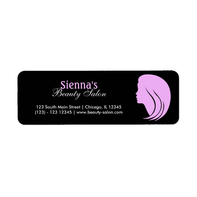 Beauty Salon (Plum) Returadress Etikett (Framsidan)