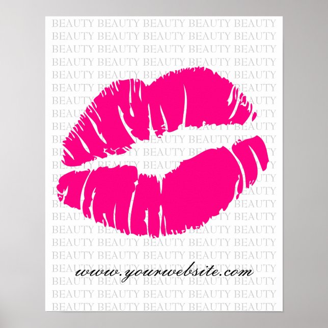 BEAUTY Salon Poster Spa Söt Rosa Läppar White 2 (Framsidan)