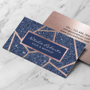 Beauty Salon ro Guld (blått Glitter) Visitkort