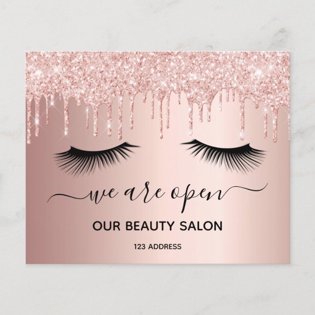 Beauty salon ro guld glitter flygblad (Framsidan)