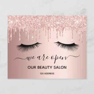 Beauty salon ro guld glitter flygblad