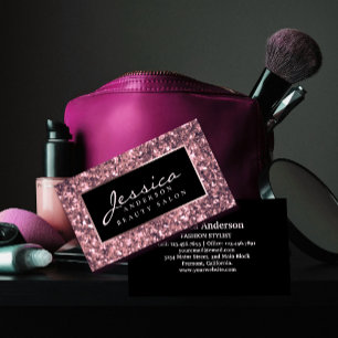 Beauty Salon ro Guld Glitter Visitkort