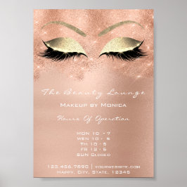 Beauty Salon ro Guld Sparkly Öga White Glitter Poster