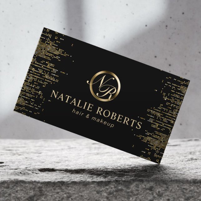 Beauty Salon Script Monogram Logotyp Guld Confetti Tidsbeställning Kort (Skapare uppladdad)