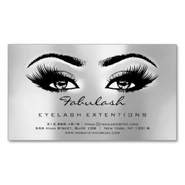 Beauty Salon Silver Grått Adress Makeup Lash Magnetiska Visitkort