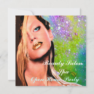 BEAUTY SALON SPA Open House Party Monogram Inbjudningar