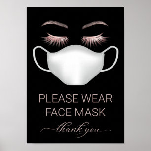 Beauty Salon Spa Please Wear Face Mask Notice Poster