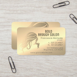 Beauty Salon Stylist Metallic 14k Guld Brass Visitkort