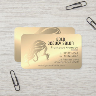 Beauty Salon Stylist Metallic 14k Guld Brass Visitkort