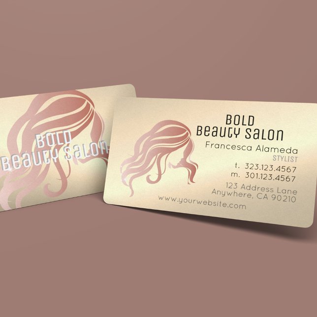 Beauty Salon Stylist Metallic 14k + Ro Guld Visitkort (Skapare uppladdad)
