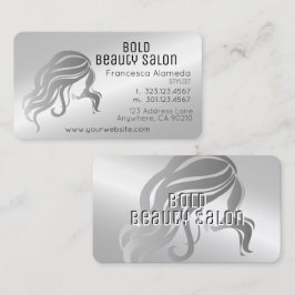 Beauty Salon Stylist Metallic Platinum Silver Visitkort