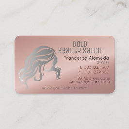 Beauty Salon Stylist Metallic Ro Guld + Silver Visitkort