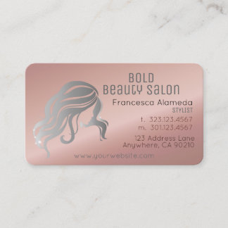 Beauty Salon Stylist Metallic Ro Guld + Silver Visitkort