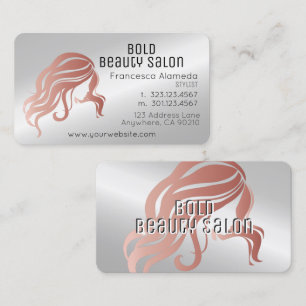 Beauty Salon Stylist Metallic Silver och Ro Guld Visitkort