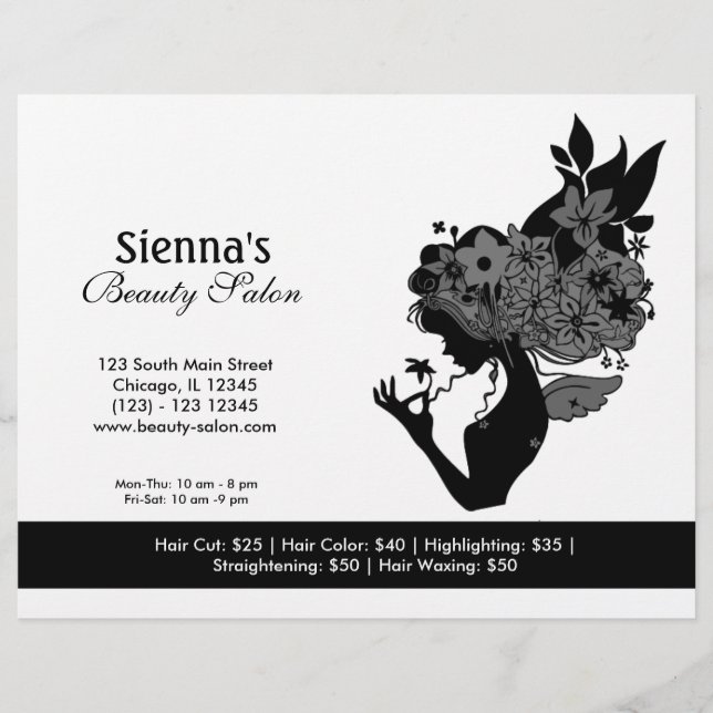 Beauty Salon (Svart) Reklamblad (Framsidan)