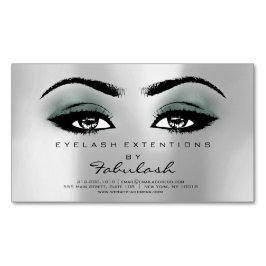 Beauty Salon Teal Silver Adress Makeup Lash Magnetiska Visitkort