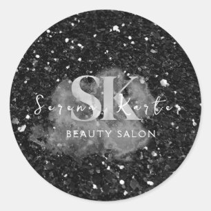 Beauty Salon Winter Glitter Black Runt Klistermärke