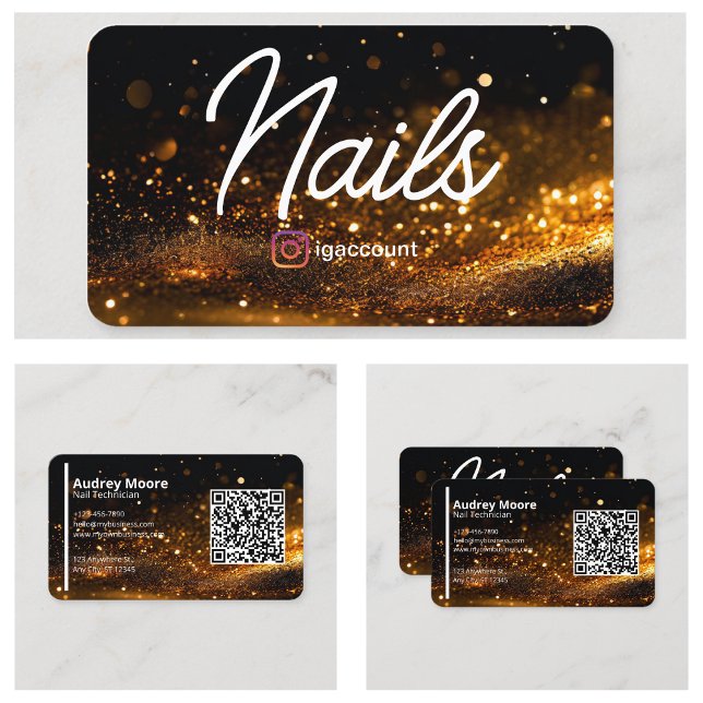 Beauty Salons Professionell QR Code Nagel Tech Visitkort (Beauty Salons Professional QR Code Nail Tech Business Card
)