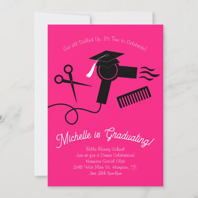 Beauty School Studentfest Hair Stylist Inbjudningar (Framsida)