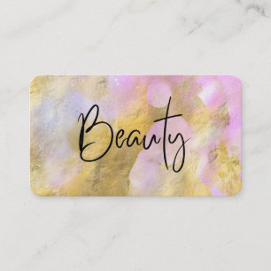 *~* BEAUTY Script Gold Foil Rosa Affärskort Visitkort