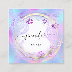 Beauty Shop Couch White Rosa Blommigt QR Code Logo Fyrkantigt Visitkort