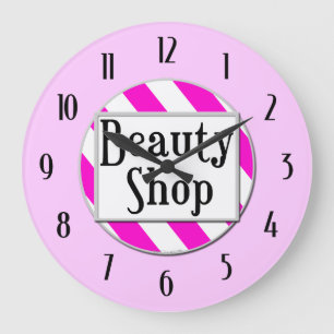 Beauty Shop Rosa White Retro Wall Clock Stor Klocka