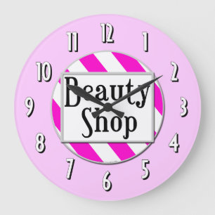 Beauty Shop Rosa White Retro Wall Clock Stor Klocka